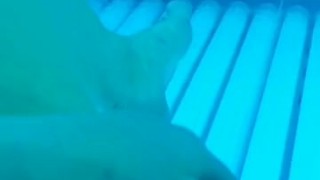 Cumming masturbating in tanning bed