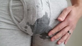 Soaking underwear in piss and finishing with a nice cum shot.
