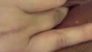 Playing with my shaved pussy in the bathtub