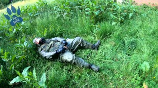 outdoor wanking in German Zodiak suit with compressed air