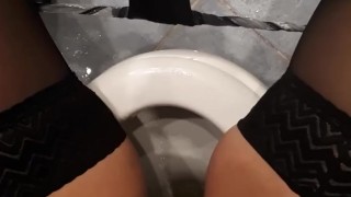 Hard working secretary fails to hold on pee, pee desperation female POV