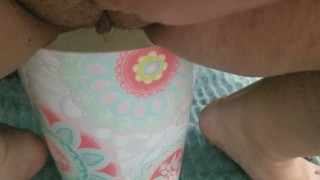 BBW College Girl Pisses in Trash Can While Roommates Are Home