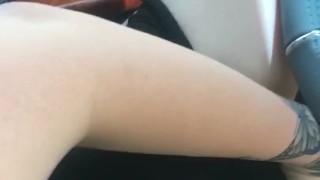 pov desperate teen masturbates in her car