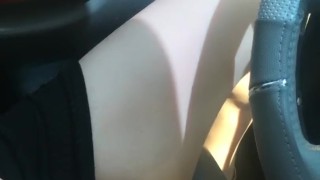 pov desperate teen masturbates in her car