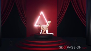 3d hot dickgirl fucks a horny blonde on the fashion model podium