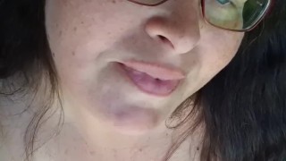 BBW MILF gives her dildo a blowjob