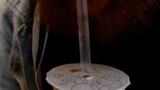 slurps up bubbly liquid