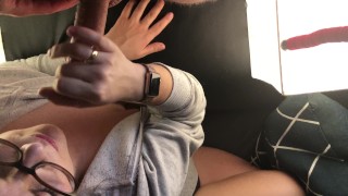 POV Handjob and Sucking Mouth Cum Play - Amateur Couple Dirty Desire