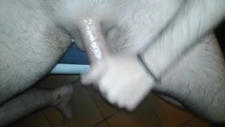 Hot hairy guy edges and jerks off his big cock