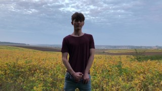 Hot boy MASTURBATE OUTDOOR / 23 cm / Huge DICK / Sexy ABS / Teen Boy / Stud