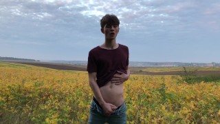 Hot boy MASTURBATE OUTDOOR / 23 cm / Huge DICK / Sexy ABS / Teen Boy / Stud