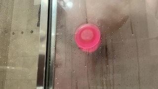 BBW FUCKS HER ASS WITH 8 INCH DILDO IN SHOWER