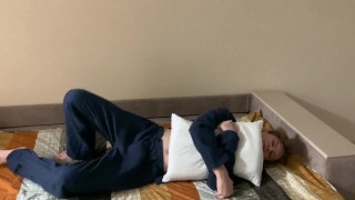 Hot Stud in Pajama Wanking his 9 inches DICK in Front of his Roomate / Cute