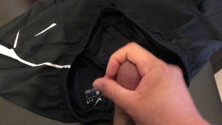 Cuming inside my roommate's running short