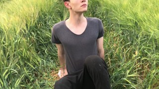 Step Son Ran Away From Home & Cute Boy JERKING OFF Outdoor in FIELD / Monster Cock / Teen boy /Uncut