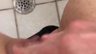 Quick cum in public shower before I get caught