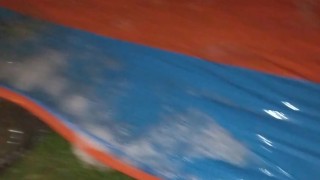 Cheating neighbors wife on slip and slide naked after party for 4th of july