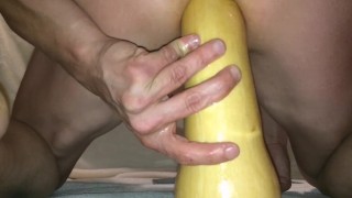huge vegetable insertion and gaping butternut squash