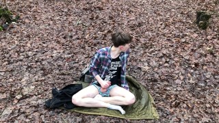 Camping with Daddy Outdoor /Daddy Filmed Me & CUM AS VULCANO / Cute boy