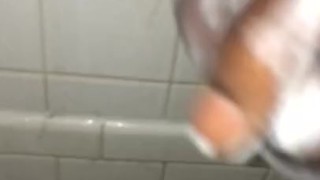Stroking bbc in shower