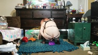 Stuffing my tiny pussy with a HUGE Bad Dragon toy!