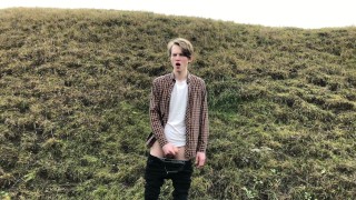 Horny BOY with HUGE DICK(23cm) Jerking OFF OUTDOOR IN THE COLD WEATHER