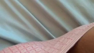 Pleasing myself on my friends bed