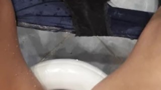 pee desperation in cotton mini shorts POV