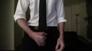 Hot guy jacks off to intense orgasm with stepsister in next room