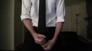 Hot guy jacks off to intense orgasm with stepsister in next room