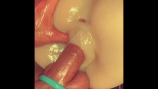 Daddy fucking sex toy and cumming
