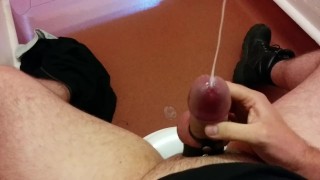 Jerking Off My Thick Uncut Cock In Public Toilet - SlugsOfCumGuy