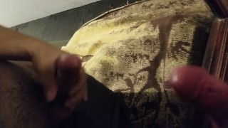 Cock gets slapped up, mirror gets the load