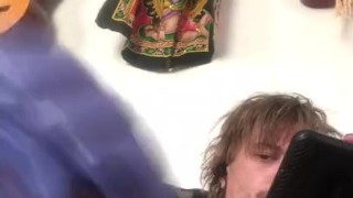 Hung tattooed stud jerks till he blows wearing gloves(cumshot closeup)