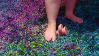 Dildo Tampling With Barefeet