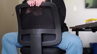 Office Chair Foot Tease (Purple Lipstick and Blue Jeans)