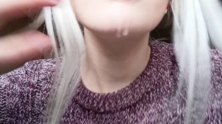 super sexy up close mouth tongue & spit play