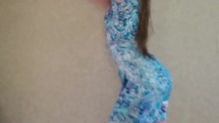 Dance & strip from tight blue dress to Ariana Grande- God is a Woman