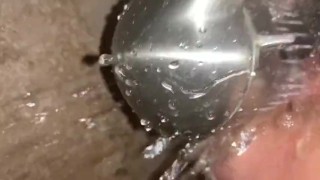 My hairy pussy fucking the shower head