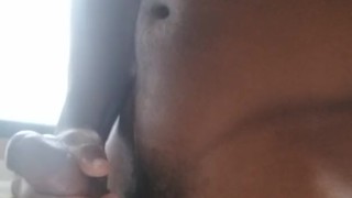 Black buff teen flex and handjob