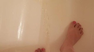 Short Girl Standing Piss In Shower