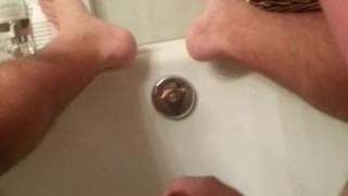 Wife Pissing On Husband's Small Cock. Huge Cum Shot!
