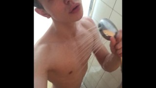 (Risky) Hot stud Masturbate in Shower at the Gym /BIG DICK (23cm)/Huge load