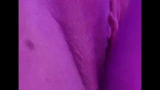 Fucking myself with my purple vibrator until I cream