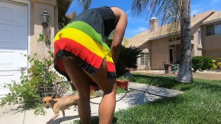 washing my puppy with my ass out