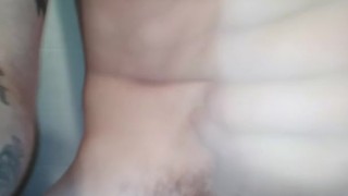 Jerking off before taking a shower