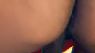 Lesbian rides strap with wet pussy
