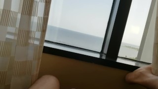 On Vcay Jerking Off Moaning Cumshot In Front of Window