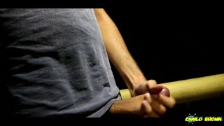 Jerking my big uncut cock in the cabin in the woods Cumshot - Camilo Brown