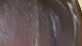 Hard, pretty black dick getting washed in the shower